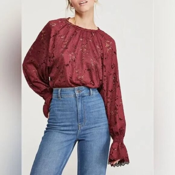 Free People Tops - Free People Olivia Burgundy Top - NWOT
